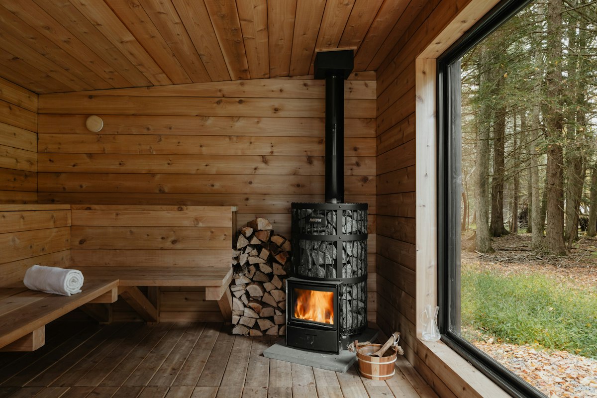A sauna interior, stock photograph and not a Solivoh facility